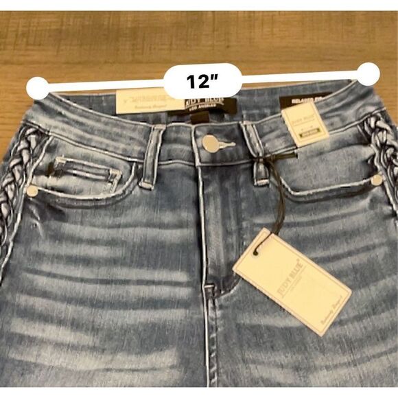 Judy Blue Relaxed Fit Mid-Rise Denim Jeans with braided leg detail - Picture 10 of 10